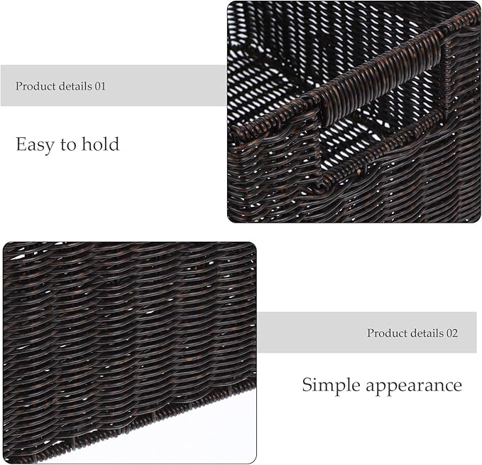 Angoily Lidded Storage Basket 33x22.5x18.5cm Simulated Rattan Woven Closet Organizer Storage Bin for Clothing