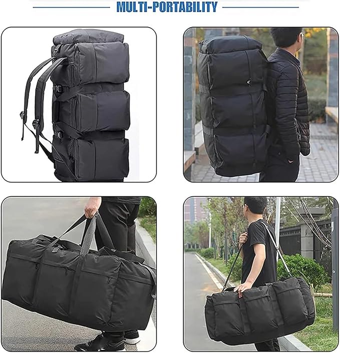 100L Large Luggage Camping Bag Backpack Men Outdoor Travel Shoulder Hiking Trekking Trip Tourist Tactical Carry-on Bags Trekking(Black)