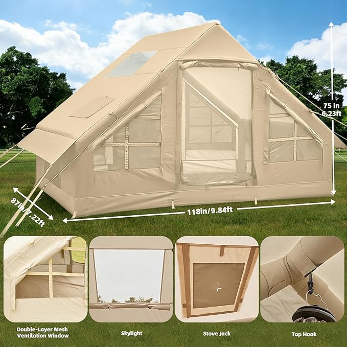 Inflatable Tents for CampingEasy Blow Up Tent with Hand Pump4 Seasons Waterproof Air Inflatable Camping Tent House for Family Weekend Camping