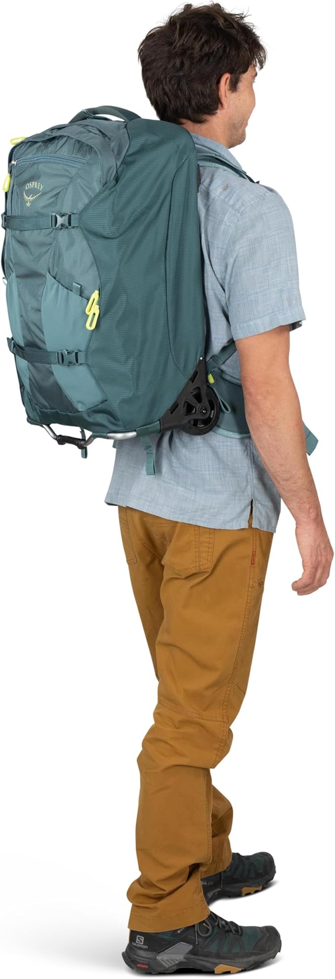 Osprey Farpoint Fairview 36L Wheeled Travel Pack - Carry On Luggage with Wheels - Rolling Backpack Travel Bag Antique Blue