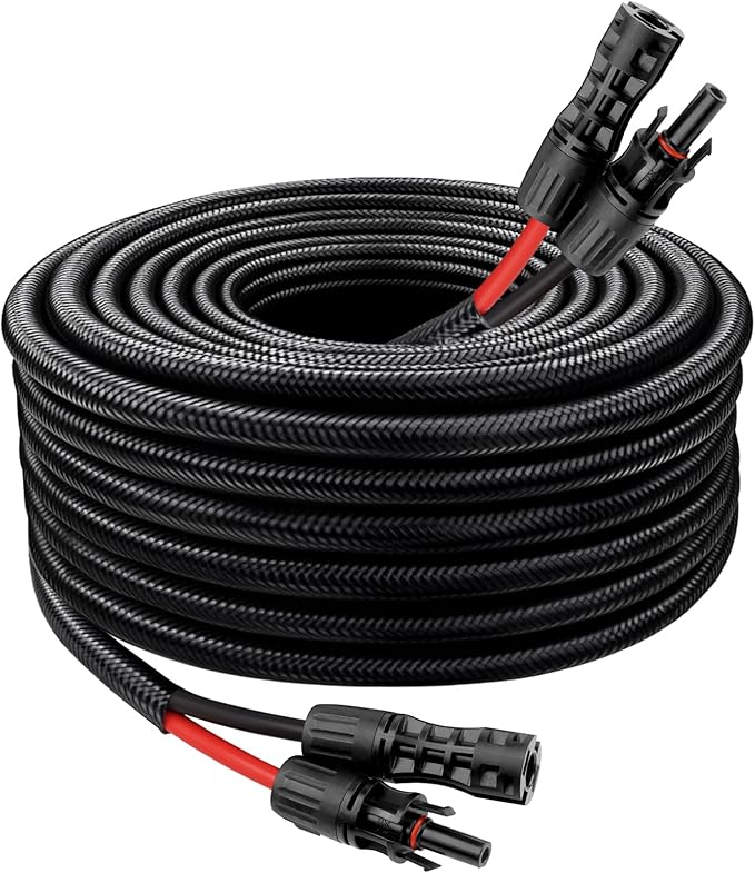Solar Panel Extension Cable - 8AWG 20FT Solar Wire with Female &amp Male Waterproof Connector Flame Retardant Protective Sleeving PV Wire for RV Photovoltaic Systems Home Boat Solar Panels Car