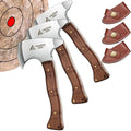 Freelander 7.9'' Throwing Axe Set with Leather Sheath 3 Pack High Carbon Stainless Steel Small Throwing Axes Hatchet for Adults Men &amp Women Ergonomic Wood Handle for Competition and Recreation