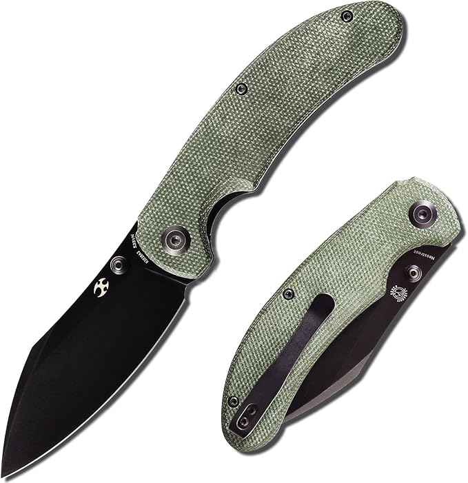 KANSEPT Nesstreet Pocket Folding Knife for Men EDC Camping 3.58'' CPM-S35VN Material With Green Micarta Handle Everyday Carry K1039A3