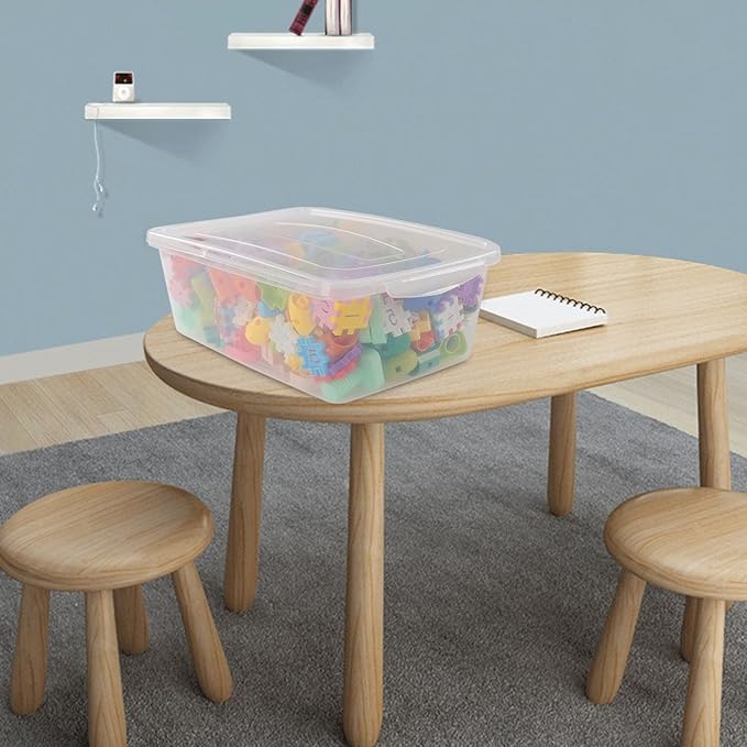 4-pack Clear Plastic Latching Storage Box Tote Bins with Lids 14 Quarts