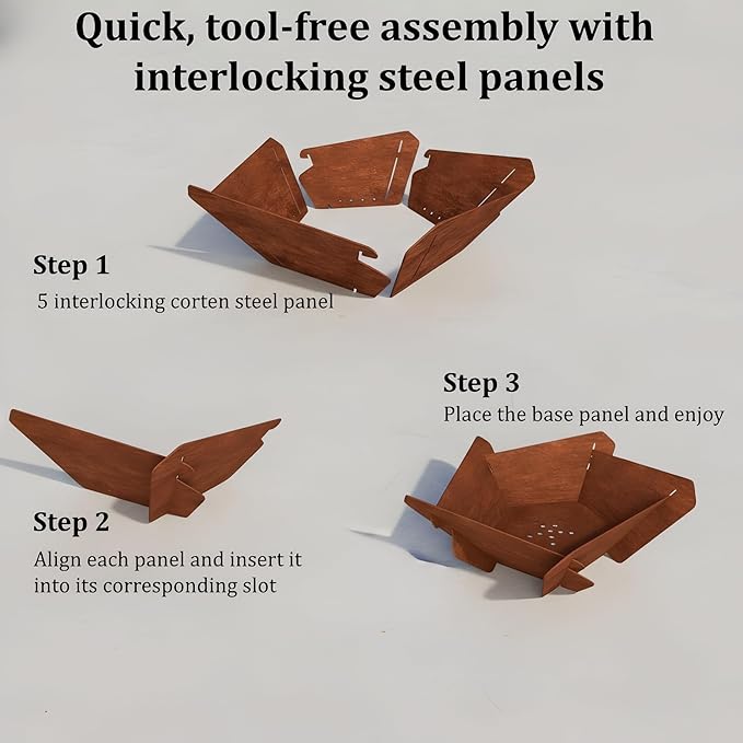 Decoroca Corten Steel Fire Pit - Outdoor Wood Burning Pit for Backyard Patio Garden &amp Terrace Durable &amp Weather-Resistant Ideal for Family Gatherings &amp Parties