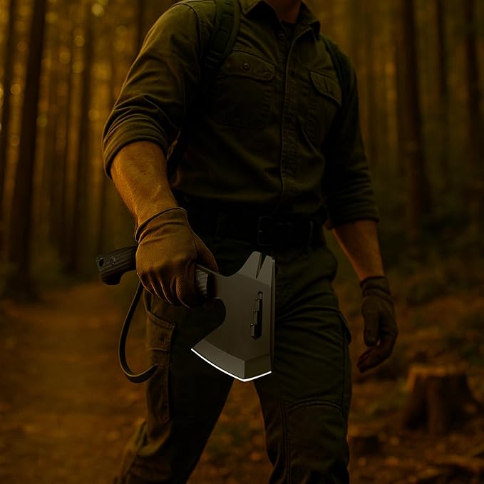 Grumpy Bear Tactical Axe Sickle Set Survival Axe Sharp Tomahawk with Sheath Portable Tomahawk Durable Survival Hatchet for Emergency Hiking and Camping for Men Women
