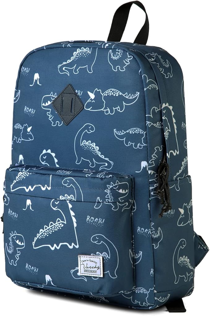 VASCHY Backpack for School Lightweight Water Resistant Bookbag Casual Daypack for Man/Boys Dinosaurs