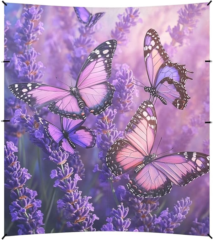 ALAZA Lavender Butterflies Spring Beach Tent Sun Shelter Portable Canopy Sunshade for Outdoor Camping Picnics Backyard Fun 10x9 ft