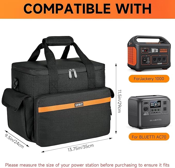 LEFOR·Z Carrying Case Compatible with Jackery Explorer 1000/ECOFLOW River Max/Bluetti EB70S/GRECELL T1000 Portable Power StationTravel Storage Bag for Charging Cable and Accessories(Bag Only)