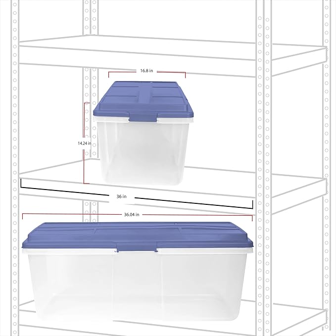 113 Quart（28.25 Gallons） Clear Storage Bin with Locking Latches &amp Tall Lid Extra-Large Heavy-Duty Container for Garage Moving &amp Bulk Storage