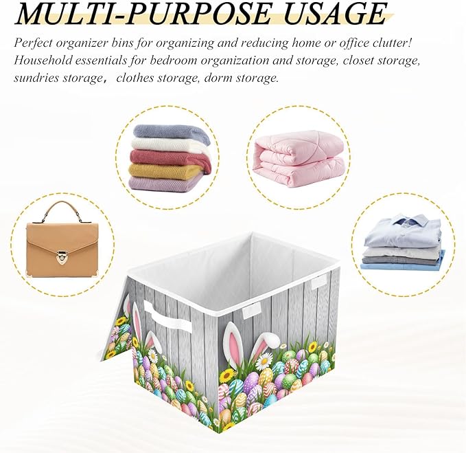 senya Easter Baskets Collapsible Bins with Lids Flowers Wood Boxes Clothes for Organizing