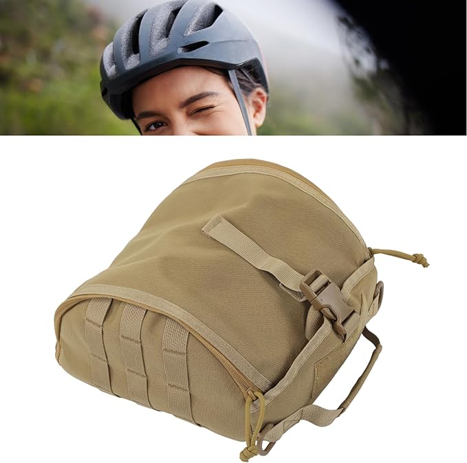 Helmet Bag Pack Camping Helmet Bag Canvas Scratch Prevention Adjustable Helmet Storage Bag for Hard Hats Helmet Military Carrying Pouch for Sports Hunting Shooting (Khaki)