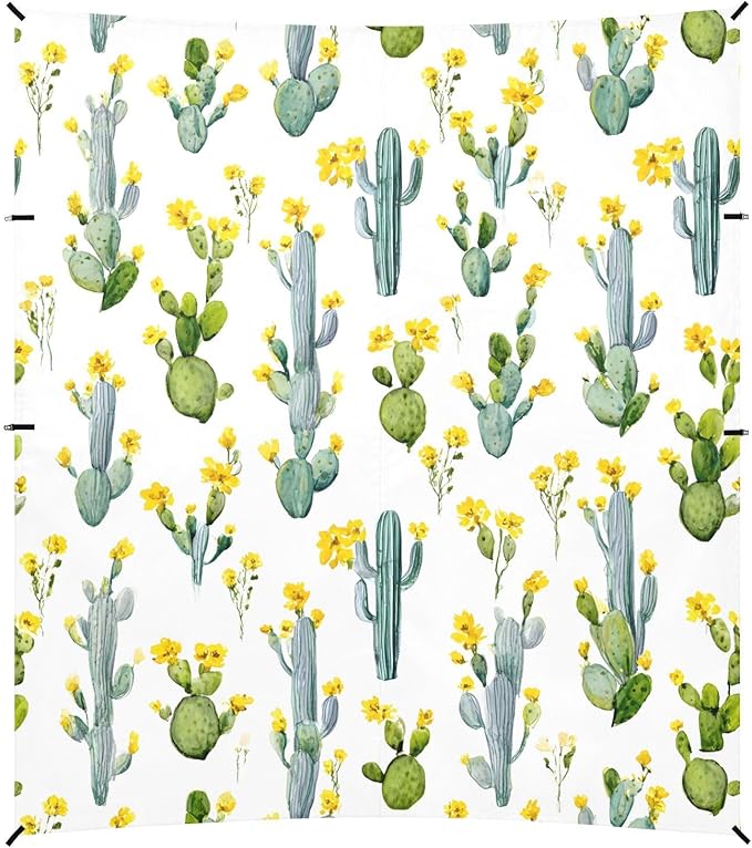 ALAZA Watercolor Cactus Cacti Beach Tent Sun Shelter UPF50+ Protection Beach Shade Canopy w/ 4 Sandbags for Outdoor Camping Fishing Backyard Fun Picnic 10x9 ft