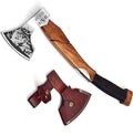 Viking Axe with Ragnar Lothbrok Face Etched - FS Crafts Axe001 - Handmade High Carbon Steel Ragnar Axe with Sheath - Viking Etched Axe for Camping Hunting Outdoors
