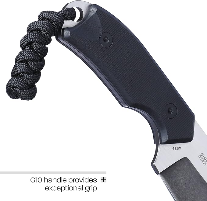 CRKT Razel Compact Fixed Blade Knife with Sheath: D2 Steel Blade with Veff Flat Top Serrations G10 Handle 4036
