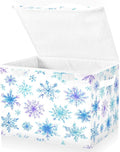 Christmas Baskets Collapsible Storage Bins with Lids Blue Purple Snowflakes A Storage Boxes Clothes Baskets for Organizing