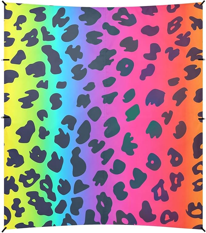 ALAZA Leopard Skin Spots Rainbow Color Beach Tent Sun Shelter Portable Canopy Sunshade for Outdoor Camping Picnics Backyard Fun 10x9 ft
