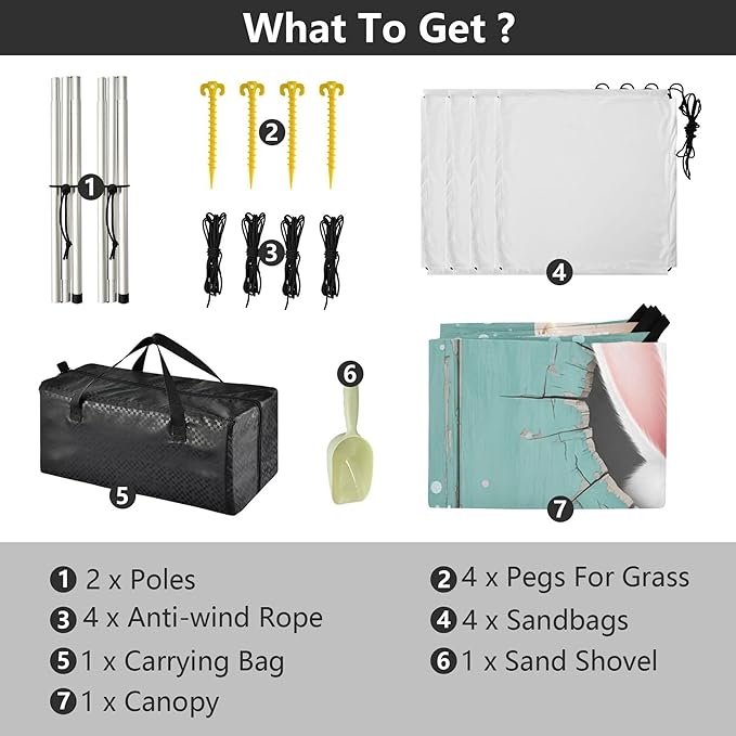 Happy Easter Beach Canopy Sun Shelter with Sandbags &amp Sand Shovel &amp Windproof Ropes - Portable 110x126 Beach Shade Beach Tent for Camping Picnics