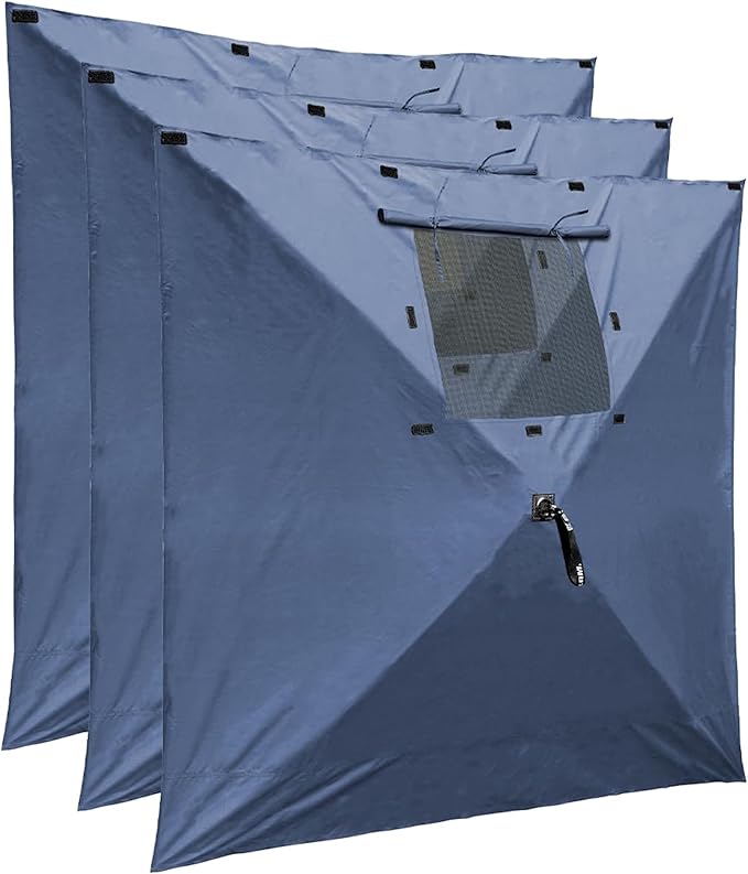 Clam Quick-Set Wind &amp Sun Panels 3-Pack – Slate Blue Sidewalls – Fits Traveler Venture &amp Escape – Full Coverage Shade &amp Privacy – Carry Bag – Tent Not Included