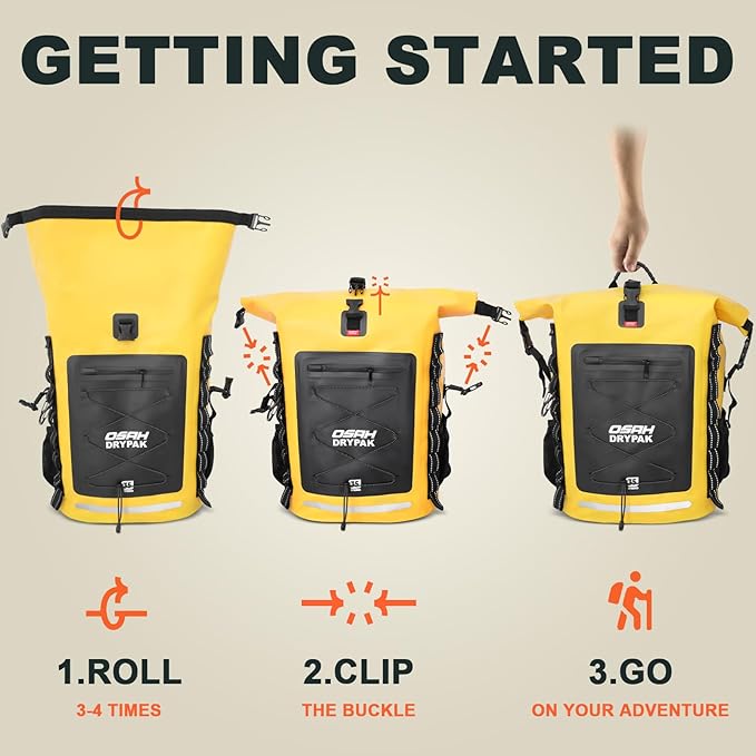 Waterproof Backpack Dry Bag 35L/55L/85L – Heavy Duty Roll-Top Hiking Backpack for Travel Kayaking Boating Camping Rafting and Fishing