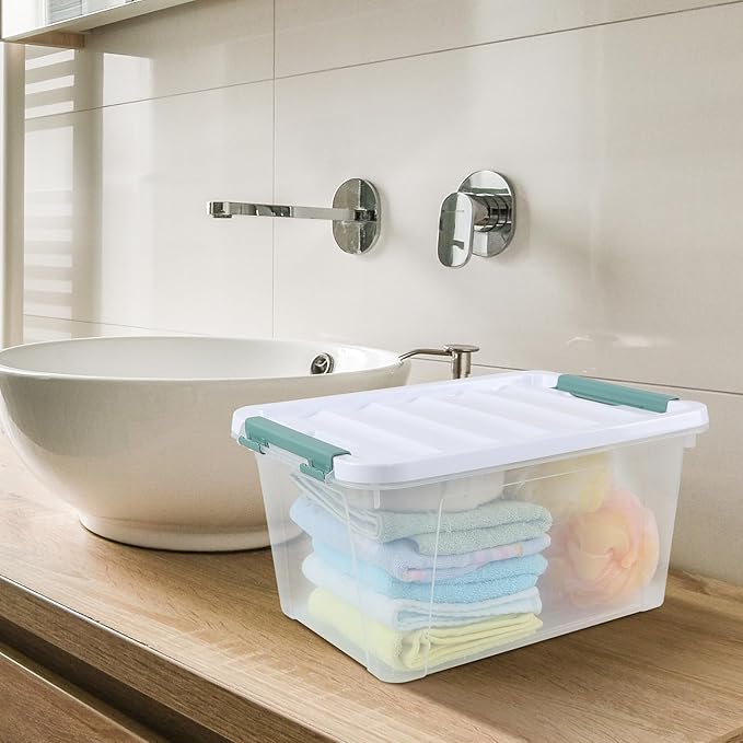 20 Quart Plastic Clear Storage Totes with Lids Plastic Latching Boxes with Lids 4 Packs