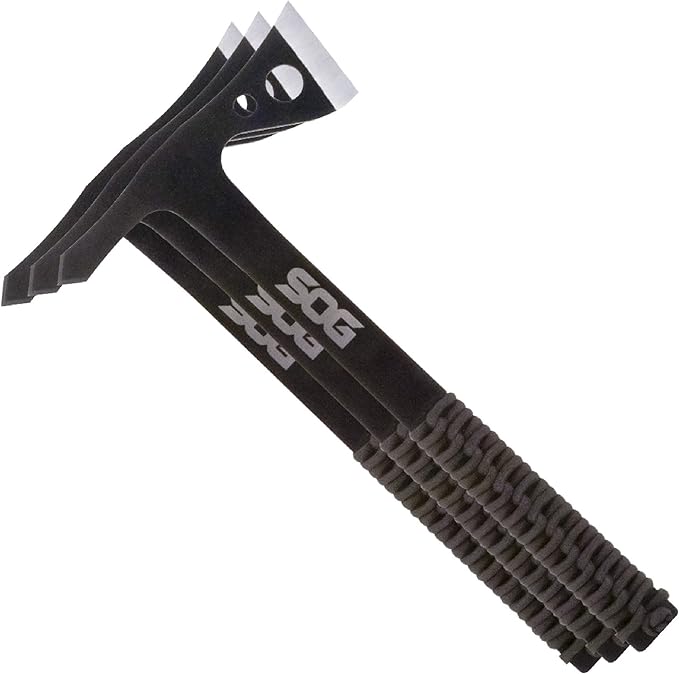 SOG 3-Pack Throwing Hawks &amp 18.25 Folding Survival Shovel with Saw Edge and Carry Cases