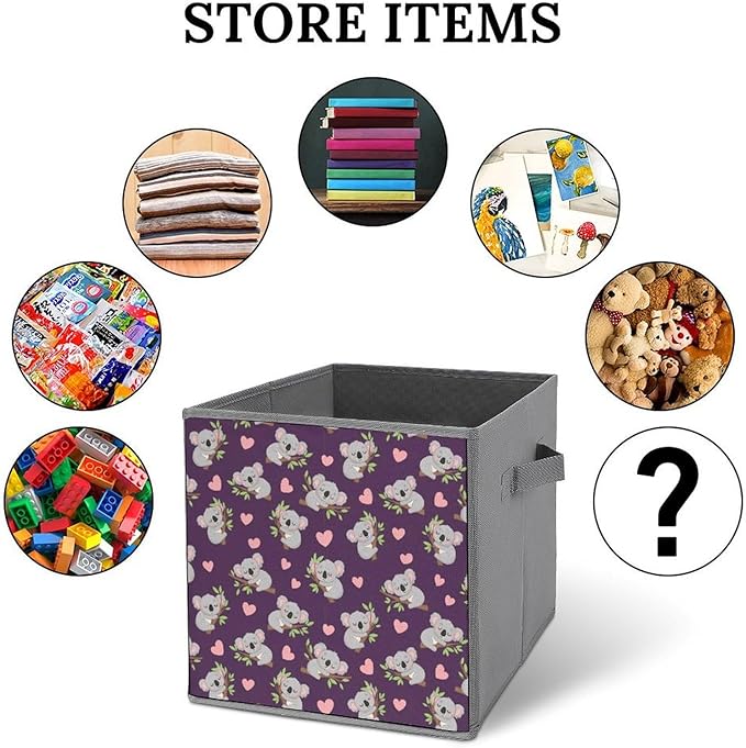 Sturdy Collapsible Cloth Storage Bins Koala Compact Foldable Cubes for Closet Bedroom Space-Saving Organizer