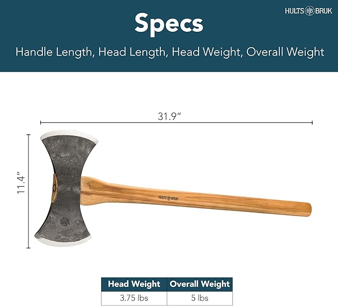 Hults Bruk 840752 Motala Double Bit Axe - 3.75 lb Head 30 Handle