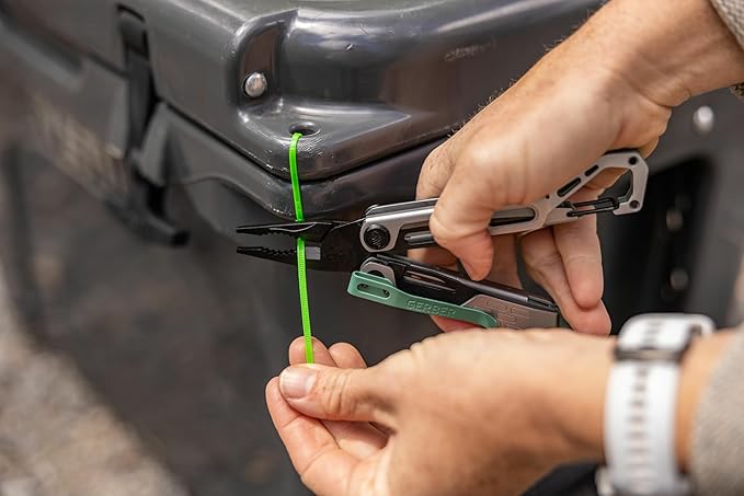 Gerber Gear Stakeout Spark - Multi-Tool Folding Knife for Backpacking Survival Camping Outdoor - Pocket Tool w/Bottle Opener Tent Stake Puller Scissors Tweezers - Baltic Haze