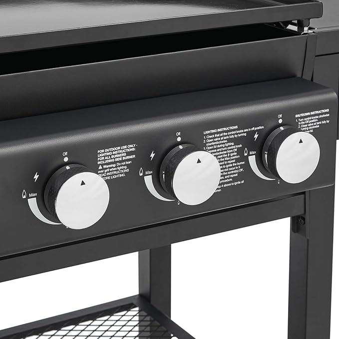 5 Burners Propane Gas Grill and Griddle Combo with Side Burner 3 in 1 Griddle Grill and Porcelain-Enameled Cast Iron Grates 56000 BTU Outdoor Cooking Barbecue Grill Black