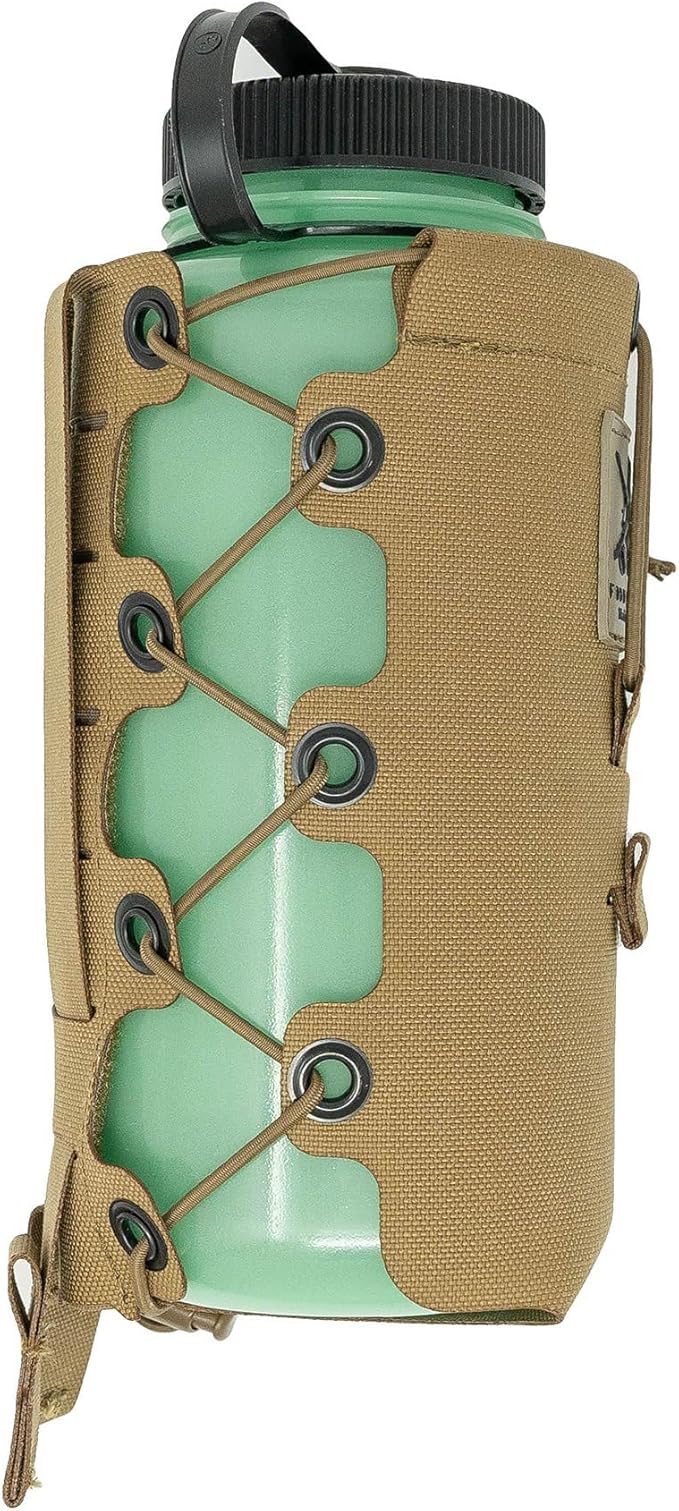 FHF Gear Water Bottle Holster – Expandable Lightweight MOLLE Bottle Carrier with Adjustable Height &amp Secure Bungee System