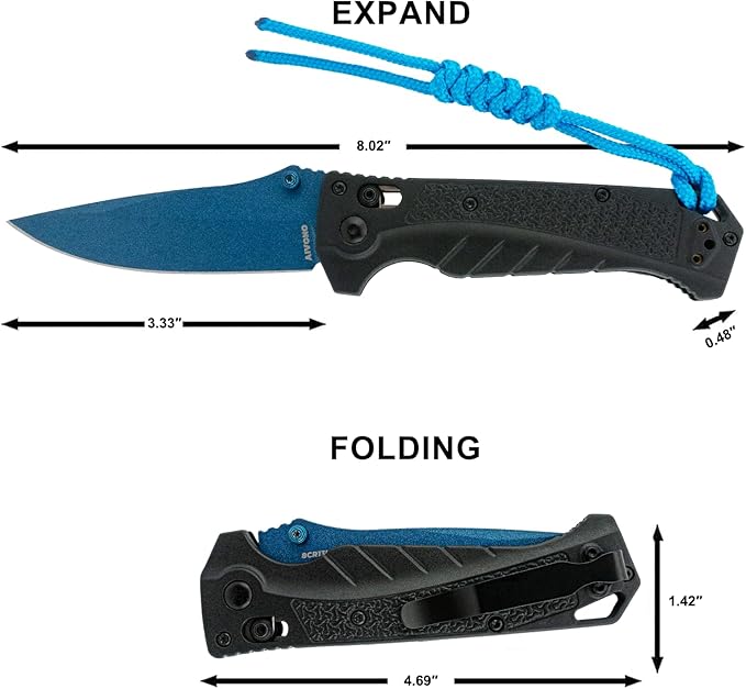 Pocket Knife 8CR13 Steel Folding Knife Reversible Deep Carry Clip for EDC Outdoor Camping Hiking