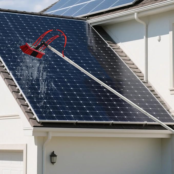 29.5Ft Reach Solar Panel Cleaning Brush &amp Pole Water Fed Pole KitSuitable for high Windows Cleaning Solar photovoltaic Panel Cleaning and Cleaning Cars Trucks Vans caravans Windows