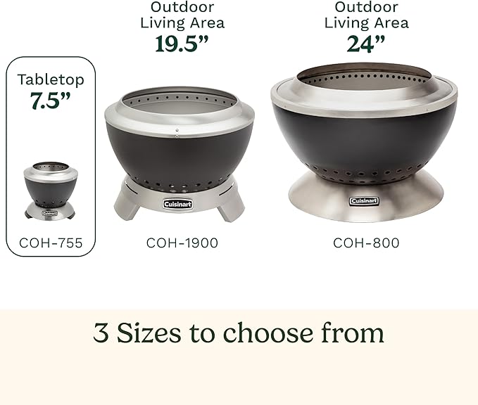 Cuisinart Cleanburn Smokeless Tabletop Fire Pit 7.5” Lightweight Portable Smokeless Fire Pit with Removable Base for Ash &amp Carry Bag Small Outdoor Heater for Patio Camping &amp RV Portable He