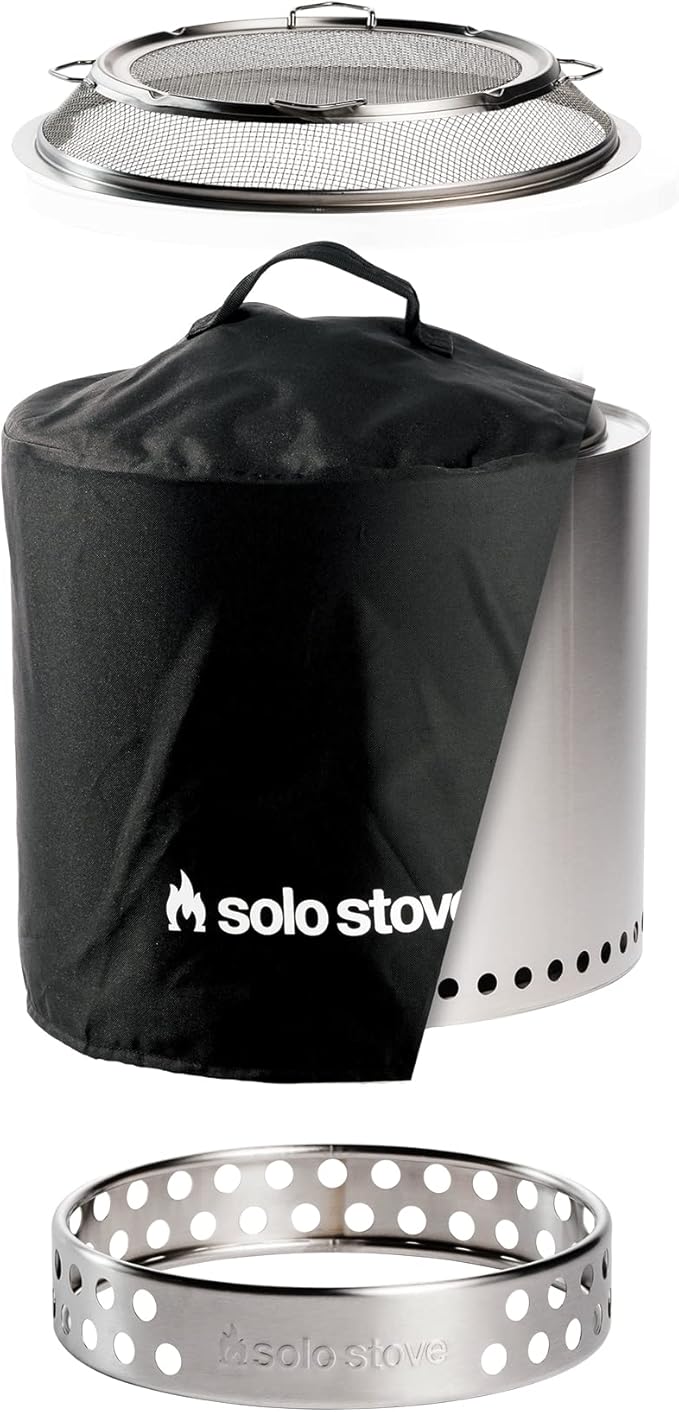 Solo Stove Ranger Big Yard Bundle | Includes Fire Pit Stand Shield &amp Shelter | Perfect for 2–4 People | Portable Wood Burning Stainless Steel 15.25in H x 15in Dia