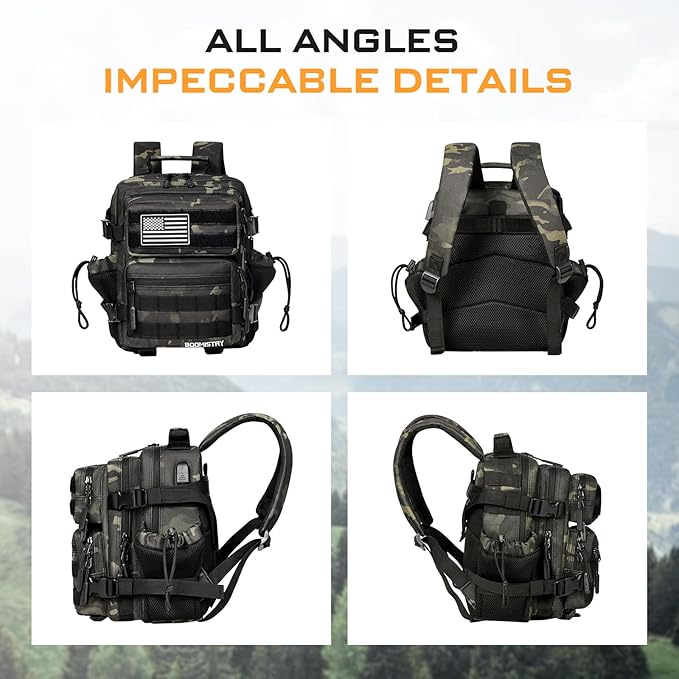 Boomistry 15L Mini Tactical Backpack Small Tactical Backpack for Men and Women Military Backpack for Gym Hiking Daily (Black Camo-15L)