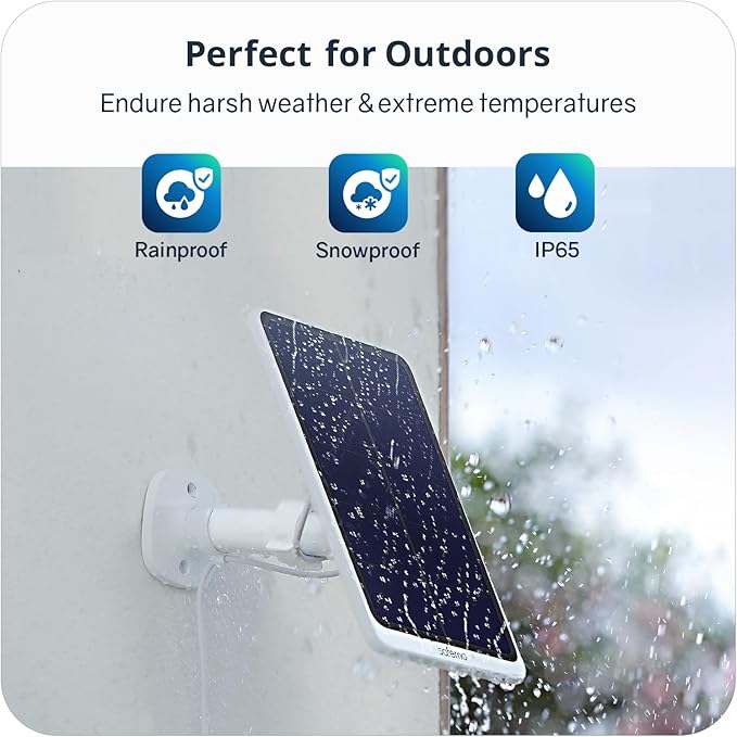 5W Solar Panel(Compatible with Safemo Cameras Only) for Outdoor Surveillance and Camera Charging Continuous Power Supply Adjustable Angle for Maximizing Solar Power Output