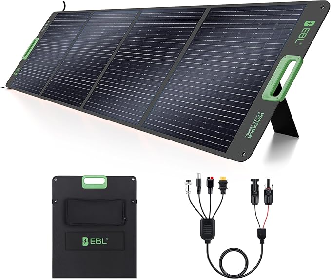EBL 200W Portable Solar Panel High Efficiency Solar Power Panel for Home RV Camping Marine Off-Grid Applications Weatherproof Solar Charging Solution