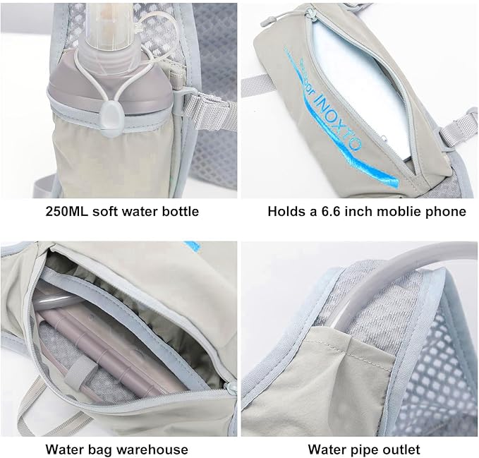 INOXTO Running Hydration Vest BackpackLightweight Insulated Pack with 1.5L Water Bladder Bag Daypack for Hiking Trail Running Cycling Race Marathon for Women Men