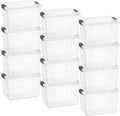 Superio Storage Bins with Lids- 12 Pack 2.5 Qt Clear Boxes for Organizing Stackable Plastic Containers- BPA Free Non-Toxic Odor Free Organizer for Home Office Dorm