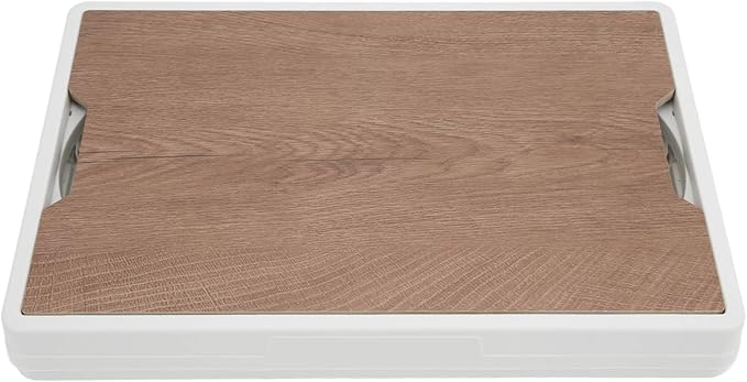 Alomejor 30L Storage Box Crate with Lid Folding Storage Box with Wooden Cover Panel for Home Outdoor(White)