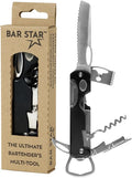 Bartender's All-in-One Bar Tool Set: Corkscrew Zester Citrus Knife and Bottle Opener Kit with Magnet for Picnics Tailgating BBQs Camping Travel Beach Parties and Bartending Black