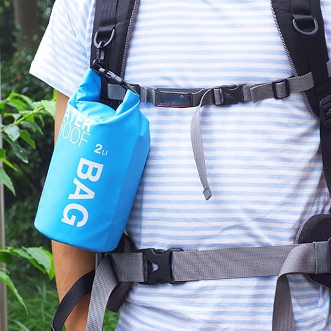 Rainproof Backpack Dry Bag 20L 500D PVC Outdoor Sports Roll Top with Front Pocket for Swimming Kayaking Camping Hiking Beach Activities (20L+2L)