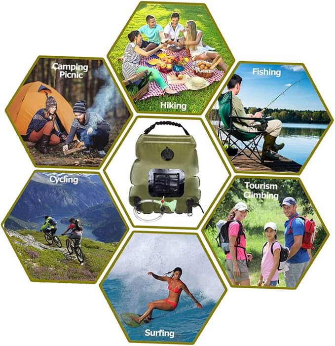 Portable Solar Water Bag 20l Hiking Shower Bag for Camping Beach Outdoor Travel