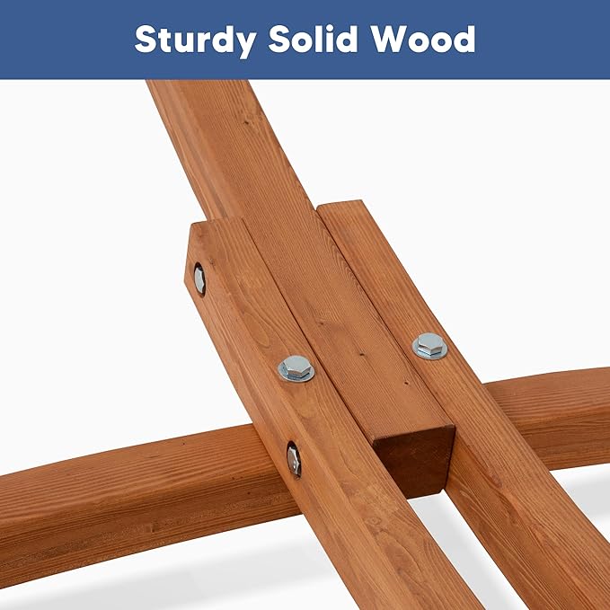 SUNCREAT Hammocks for Outside with Stand Porch Hammock and Stand 475 lbs Capacity Blue &amp White