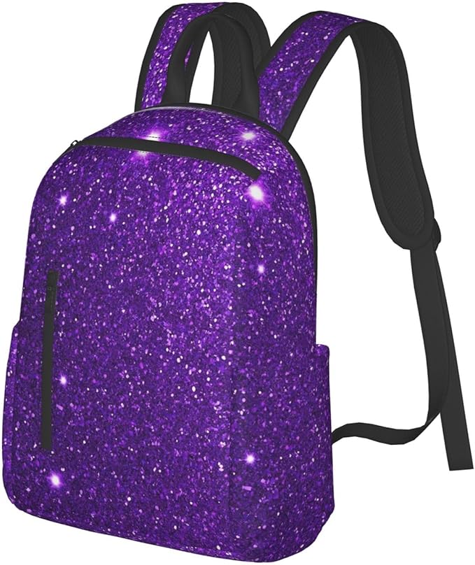 Backpack Travel or Work Bookbag purple Glitter Sparkle texture Laptop Daypacks