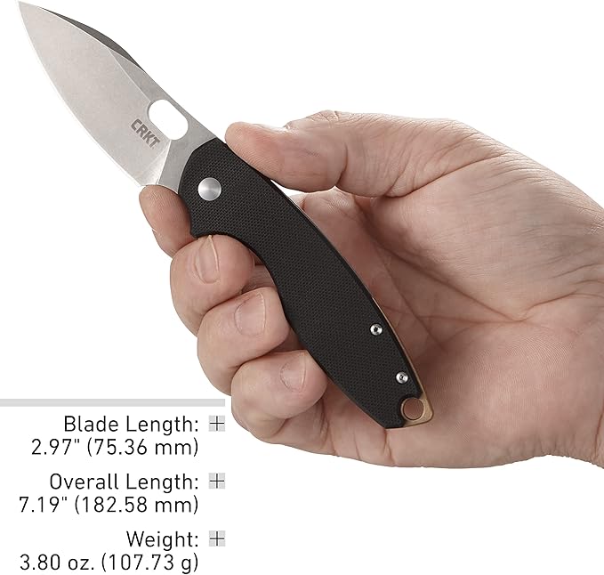 CRKT Pilar III EDC Folding Pocket Knife:D2 Blade Steel Compact Everyday Carry Satin Blade with Finger Choil Thumb Slot Open Frame Lock Stainless Handle Reversible Pocket Clip 5317D2