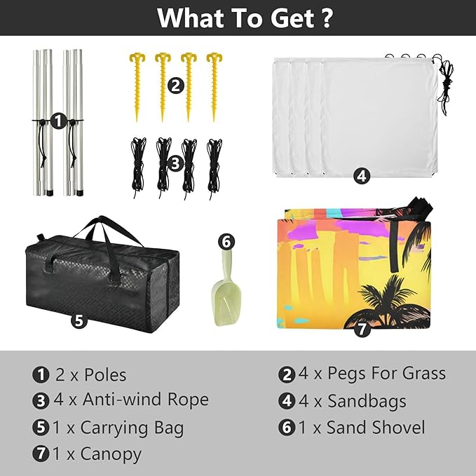Beach Canopy with Windproof Ropes &amp Sandbags Beach Tent Sun Shade Sun Shelter for Camping Trips Fishing Backyard Fun or Picnics Palm Tree