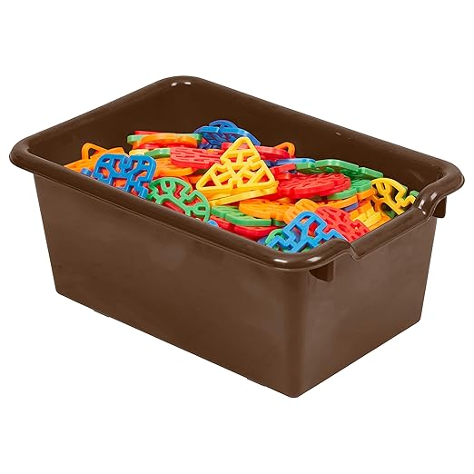 ECR4Kids Scoop Front Storage Bins Multipurpose Organization Chocolate 10-Piece
