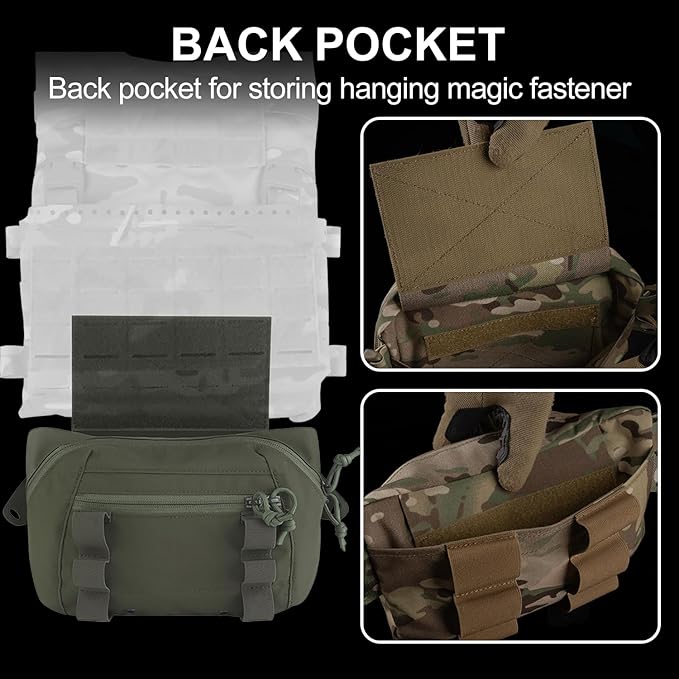 Zhongren Tactical Drop Waist Pouch Adjustable Waist Belt Bag Molle Tool Pouch with Hook and Loop for Tactical Vest Chest Rig (Green)